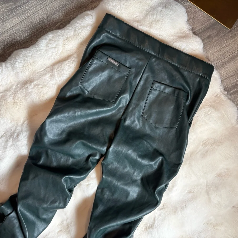 Maniere De Voir Caroline tacked leather flared trouser in green - UK 8 US 4 - Picture 5 of 6
